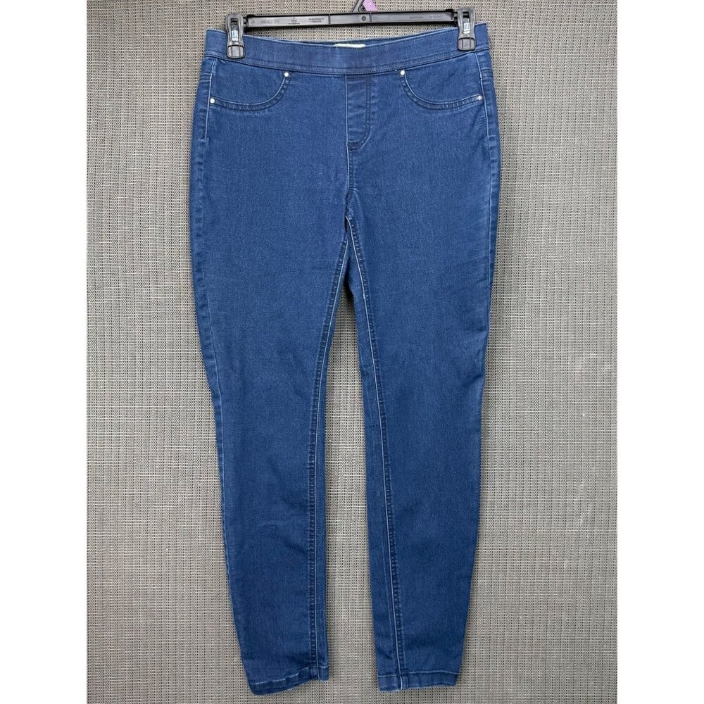 Per Se Womens Size Medium Blue Pull on Denim-Look Stretch Jeggings